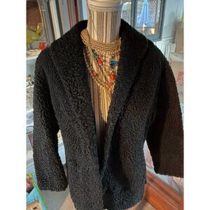 Karakul Short 3/4 Sleeve Coat DAMAGED AS IS Size Small